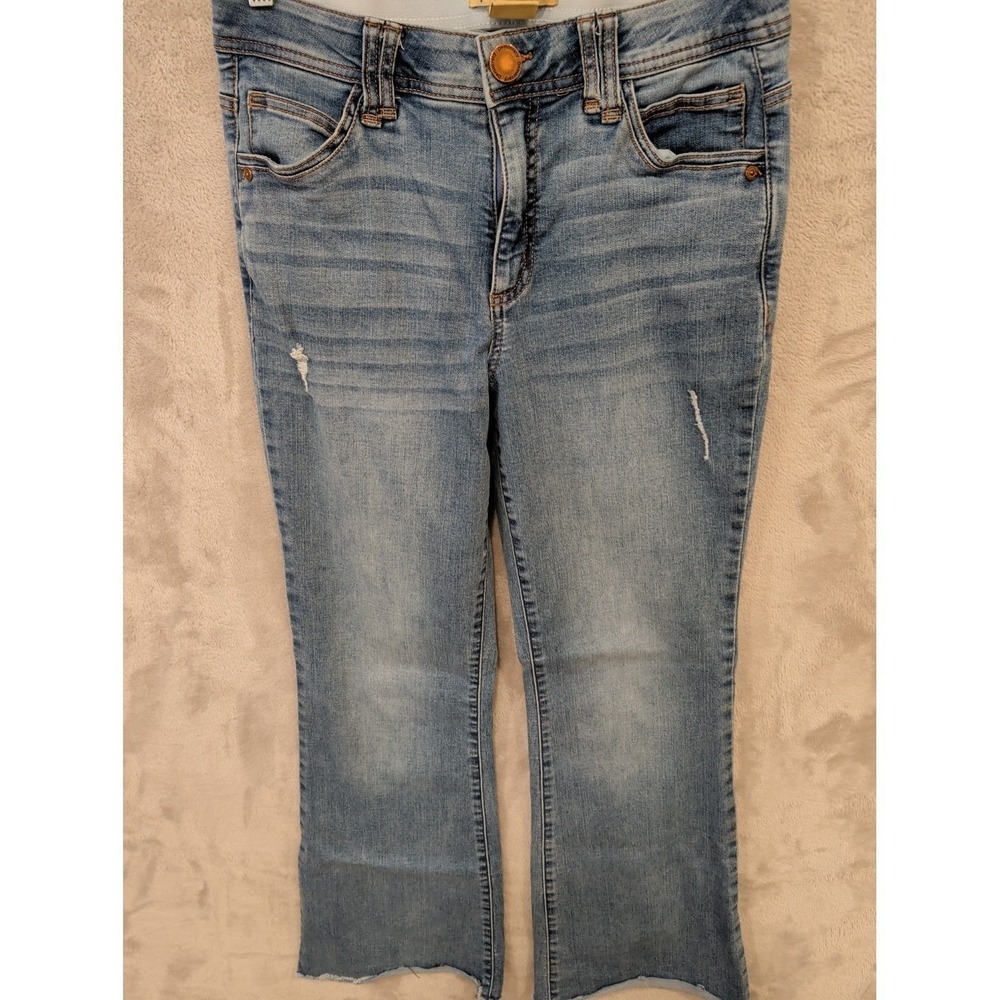 Democracy AB Technology Jeans Womens Size 8 Light Wash Straight Raw Hem Distress
